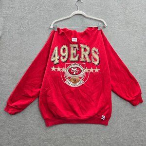 VINTAGE San Francisco‎ 49ers Women Sweatshirts XL Red Logo 7 Graphic 90s READ